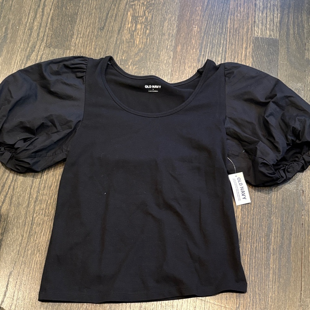 Old Navy Black Puff Sleeve Blouse